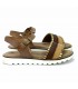 SANDALIA PIEL NIÑA RAYAS MARRON 820