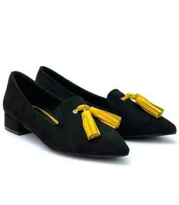 ZAPATO AZAREY  PLANO BORLAS 459F437 NEGRO