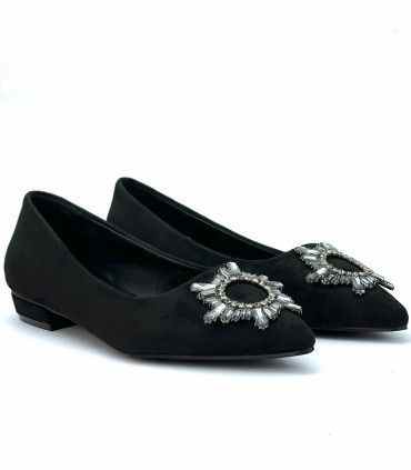 ZAPATO AZAREY  PLANO BROCHE 459F760 NEGRO
