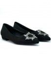ZAPATO AZAREY  PLANO BROCHE 459F760 NEGRO