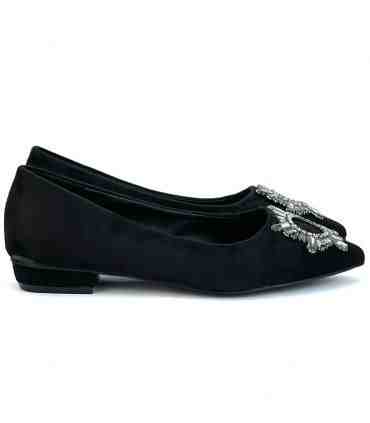 ZAPATO AZAREY  PLANO BROCHE 459F760 NEGRO