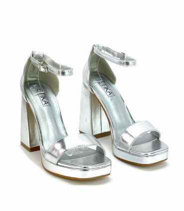 SANDALIA FIESTA TACÓN ETIKA 91613 PLATA