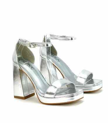 SANDALIA FIESTA TACÓN ETIKA 91613 PLATA
