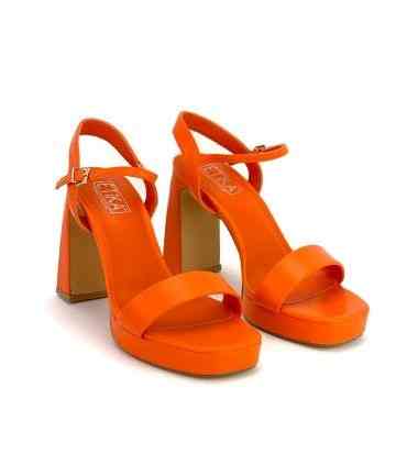 SANDALIA TACÓN FIESTA ETIKA 93303 NARANJA