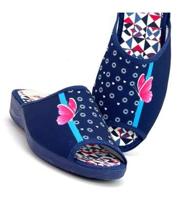 ZAPATILLA CASA MUJER CUÑA 5001 MARINO