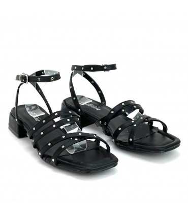 SANDALIA TACÓN TACHAS 23056 NEGRO