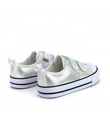 ZAPATILLA LONA VELCRO 3-A05A SILVER PLATA