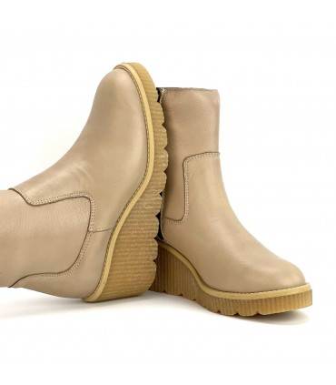 BOTÍN PIEL CLAYAN CUÑA 3304 MARSELLA BEIGE PISO SINDI