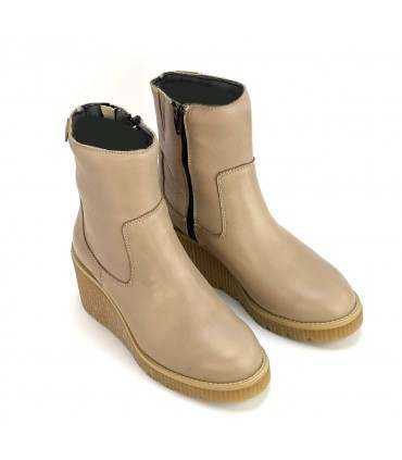 BOTÍN PIEL CLAYAN CUÑA 3304 MARSELLA BEIGE PISO SINDI