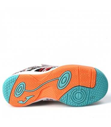 ZAPATILLA JOMA FUTBOL SALA EVOLUTION JR 2302 WHITE ORANGE TURQUESE