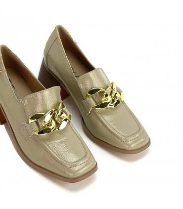ZAPATO CHAROL TACÓN ETIKA 43306 BEIGE ENNIS 01