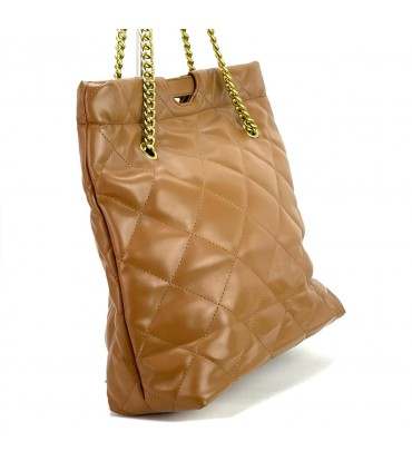 BOLSO ACOLCHADO CADENA DORADA CTS73377 BROWN