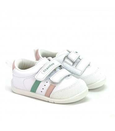 ZAPATILLA RESPETUOSA TITANITOS PIEL B500 AMANCIO BLANCO ROSA