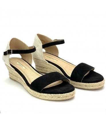 SANDALIA CUÑA YUTE M4375 NEGRO