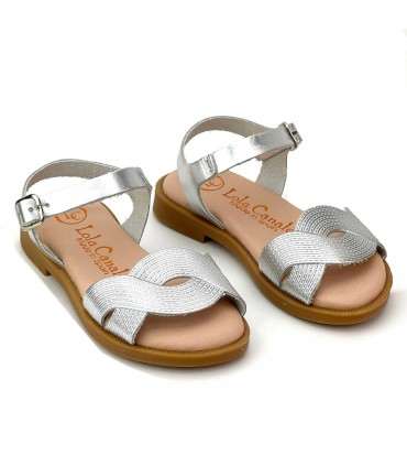 SANDALIA PIEL NIÑA VAQUETILLA LC 4003 PLATA