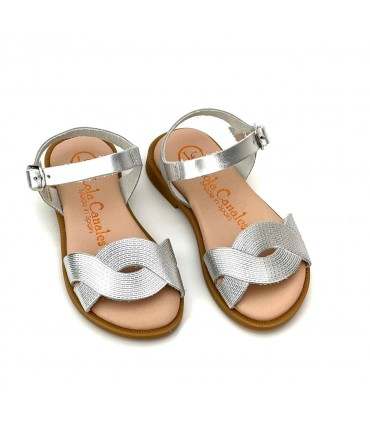 SANDALIA PIEL NIÑA VAQUETILLA LC 4003 PLATA