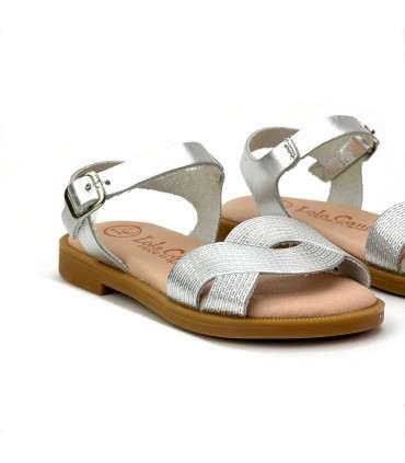 SANDALIA PIEL NIÑA VAQUETILLA LC 4003 PLATA