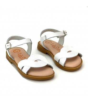SANDALIA PIEL NIÑA VAQUETILLA LC 4003 BLANCO