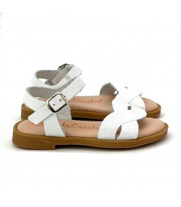 SANDALIA PIEL NIÑA VAQUETILLA LC 4003 BLANCO