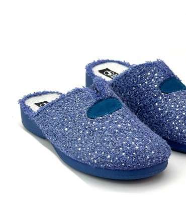 ZAPATILLA CASA TOALLA CERRADA 47-223 AZULINA