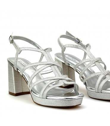 SANDALIA FIESTA PLATAFORMA BRILLO DWS26209 PLATA
