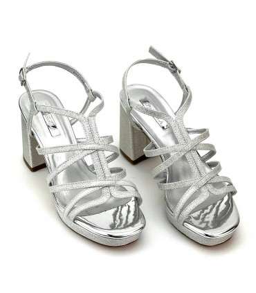 SANDALIA FIESTA PLATAFORMA BRILLO DWS26209 PLATA