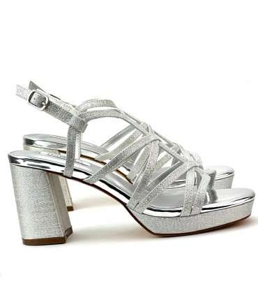 SANDALIA FIESTA PLATAFORMA BRILLO DWS26209 PLATA