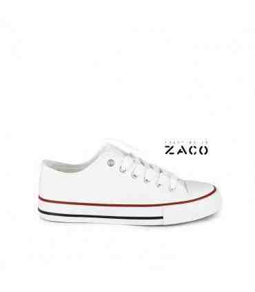 ZAPATILLA BLANCA RAYA ROJA 18-716