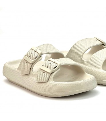 CHANCLA PLATAFORMA 2 HEBILLAS GOLATA C38-432P BEIGE