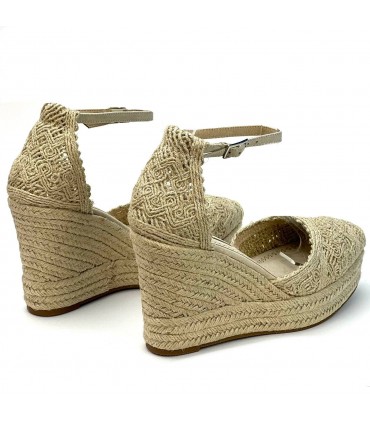 CUÑA CERRADA CROCHET M4295 NATURAL