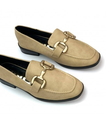 MOCASIN PLANO HERRAJE DXF27631 BEIG