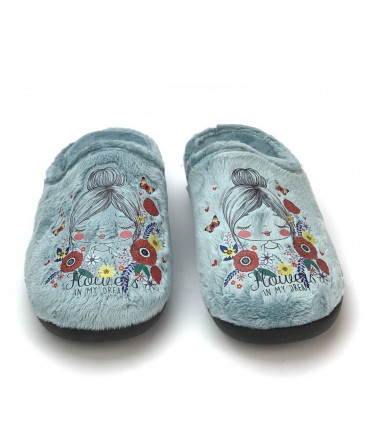 ZAPATILLA CASA FLOWERS 26-200 AGUAMAR
