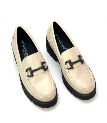 MOCASIN TACON ANCHO AMARPIES  AZS27220 CREMA