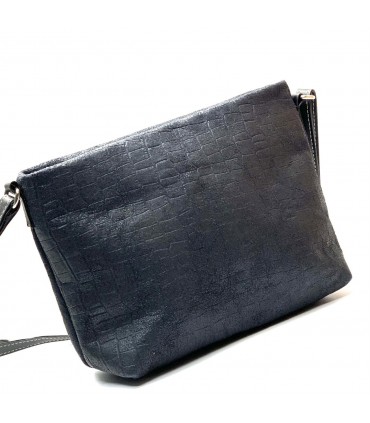 BOLSO PIEL HECHO A MANO BANDOLERA COCO AZUL NEGRO