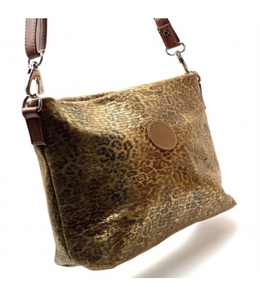 BOLSO PIEL HECHO A MANO MEDIANO LEO ORO