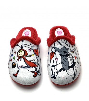ZAPATILLA CASA NIÑA 61032 ALCALDE GRIS ROJO