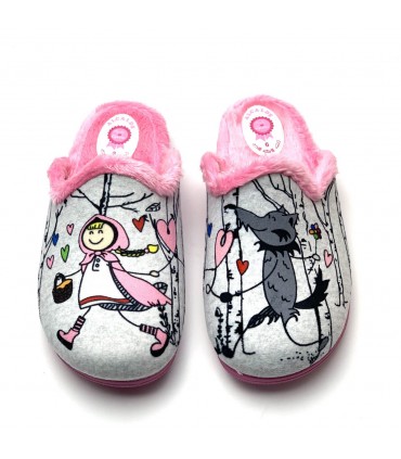 ZAPATILLA CASA NIÑA 61032 ALCALDE GRIS ROSA