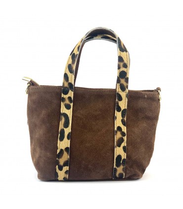 BOLSO PIEL LEOPARDO ASA MARRON