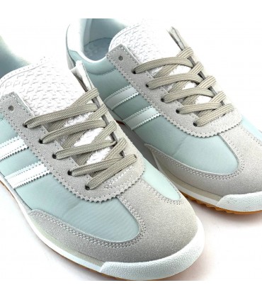 ZAPATILLA RAYAS COMBI L-24027-6 BEIGE VERDE CLARO