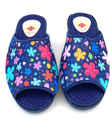 ZAPATILLA CASA MUJER FLORES ALCALDE 5002 MARINO