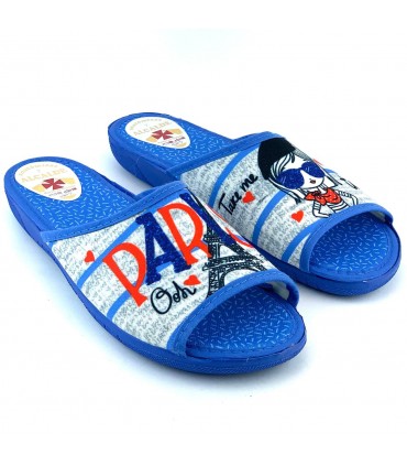 ZAPATILLA CASA MUJER PARIS 6201 AZULON