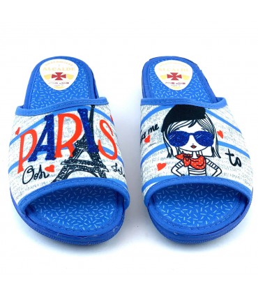 ZAPATILLA CASA MUJER PARIS 6201 AZULON