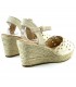 CUÑA CERRADA FLORES BORDADAS H551 BEIGE