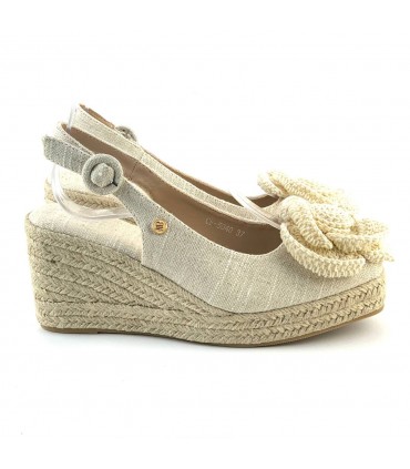 CUÑA CERRADA NATURAL FLOR CF-5040 BEIGE