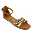 SANDALIA PLANA PIEL TIRAS OH MY SANDALS 5554 ROBLE COMBI