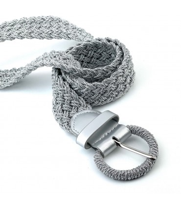 CINTURON TIPO RAFIA METALIZADO IWHF2032-2 PLATA