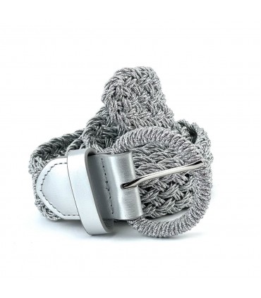 CINTURON TIPO RAFIA METALIZADO IWHF2032-2 PLATA