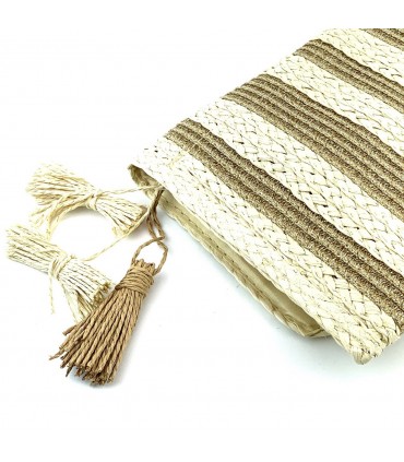 CARTEERA RAFIA NBNV5235 BEIGE   ORO