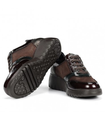 ZAPATO FLUCHOS CONFORT CUÑA F2248 PLATINO   CAFE