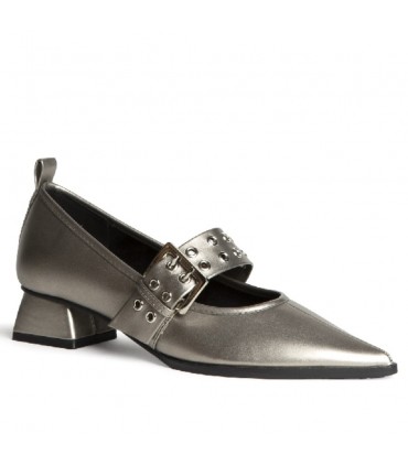 ZAPATO TACON BAJO CON HEBILLA M5740 PLOMO